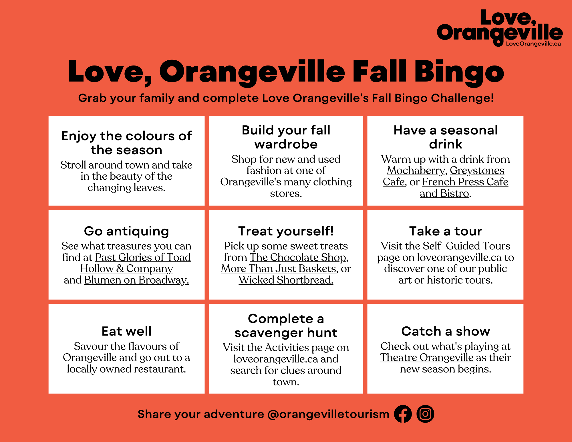 Image of a Fall themed bingo card